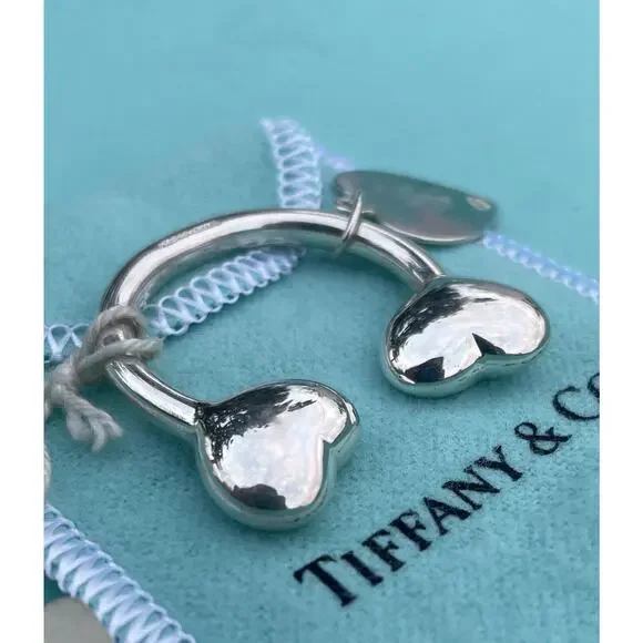 Vintage Tiffany Co. Sterling Silver Puffy Heart Ball Screwball Key Ring Keychain - Picture 8 of 16